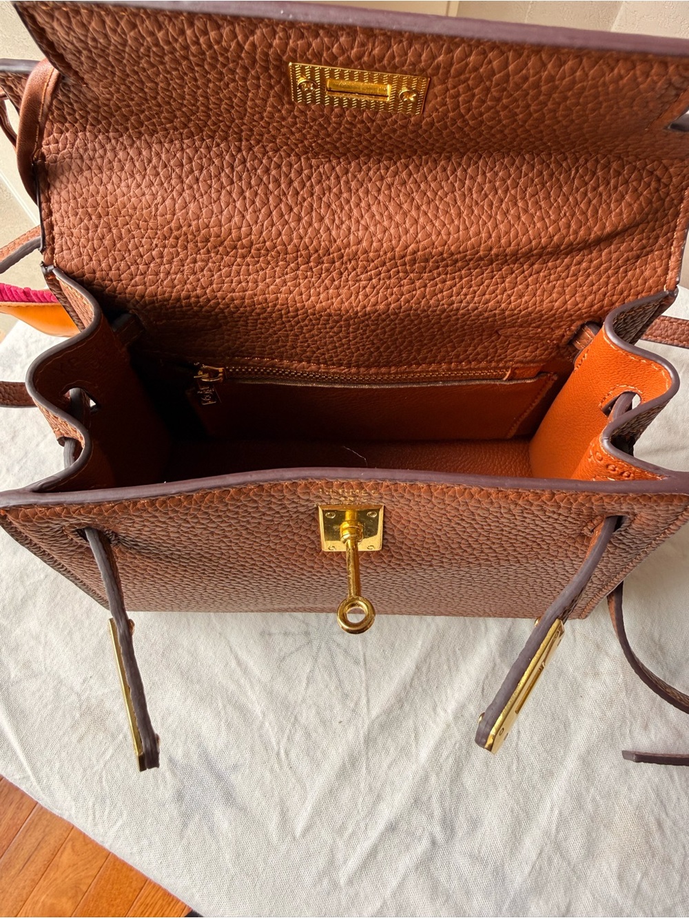 Hermes Cognac Togo Leather Mini Crossbody with Gold Hardware - Picture 10 of 13